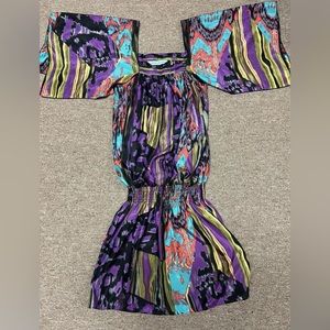 GUESS BY MARCIANO XS/S Silk Blend Shibori Tie Dye Hippy Boho Hippie Butterfly